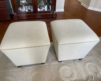 Pair Of CreamColored Ottomans