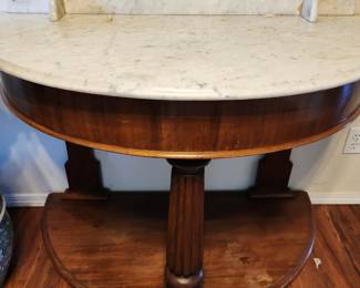 Marble Top Victorian Antique Mahogany Entry Table.