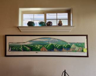 Original signed Tempera Painting design for stained glass mural - California.