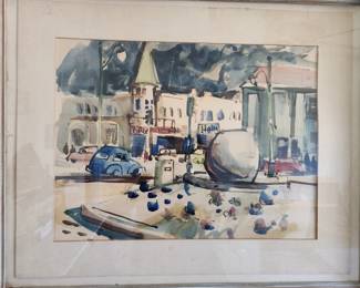 Watercolor unsigned. Expert says most likely by Harold Gretzner.