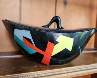 Vintage Geometric Mid-Century Modern Toyo Retro Ceramic Candy Dish from Japan circa 1980's.
