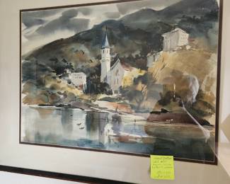 Signed Harold Gretzner - California Artist - died 1977 - Highly listed. Watercolor.