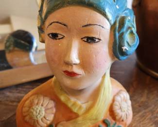 Antique Chalkware Asian Woman.