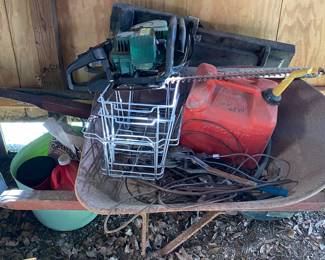 Wheelbarrow/Trimmer/Gas Cans