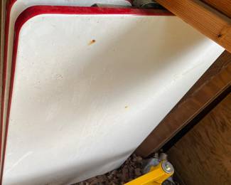 Old Red and White Enamel Top Table