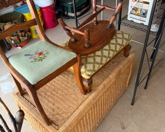 wicker chest, kids chairs