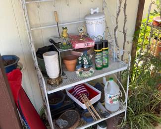 outdoor pots, shelving, etc