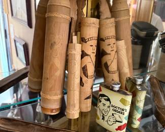 blowgun darts, flask