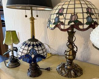 lamp, tiffany lamps (BLUE tiffany lamp & small YELLOW lamp are SOLD)