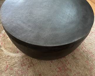 West Elm black metal coffee table 26” across $350