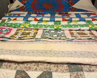 4 Poster King Cherry Rice Bed, Quilts - some handstitched by family.