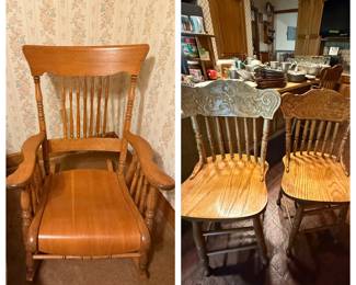 Rocker, 2 Large Bar Stools, 1 Small Bar Stool