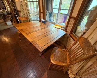 Oak Pub Table and 2 Chairs with 2 sizes of glass
