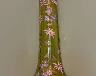 Tall Flowered Glass Vase