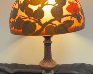 Beautiful Rose Art Nouveau Slag Glass Lamp
