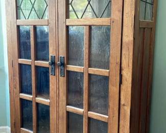 Arts And Crafts Style Leaded Glass Bookcase