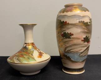 2 Porcelain Japanese Hand painted Vases