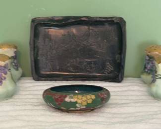 Carved Black Asian Art Scene Flowerthemed Items