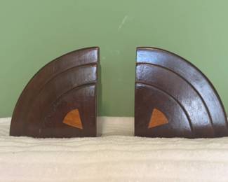 Two Tone Carved Wood Bookends