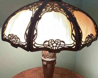 Antique Art Nouveau Slag Glass Lamp