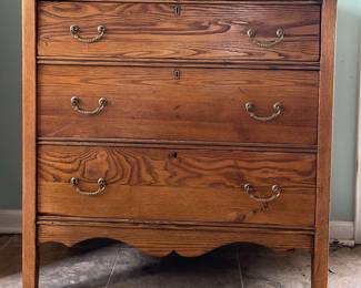 Three Drawer Oak Dresser