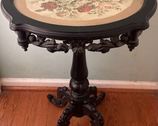 003 Beautiful Antique Ornately carved wooden side table