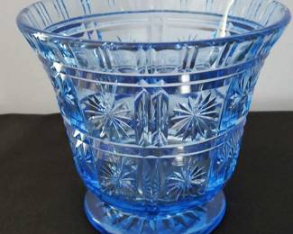 Vintage Kig Light Blue Pressed Glass Candy Dish