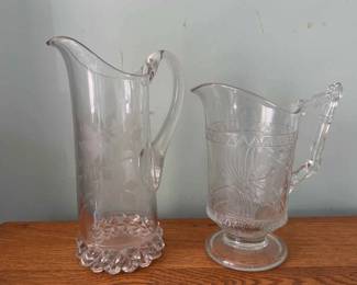 Three Antique Glass Pitchers