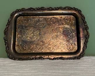 Small Silver Plate on Copper Tray