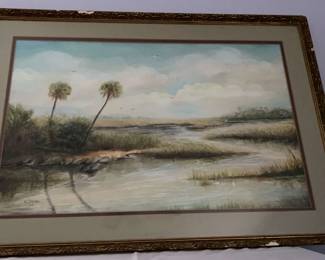 Water Scene with Palm Trees
