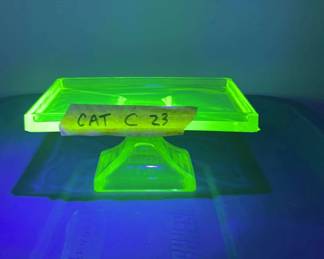 Vintage Clarks Teaberry Gum Green Uranium Glass Display Stand