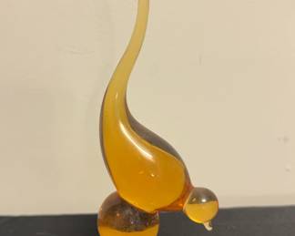 Vintage Amber Glass Long Tail Bird
