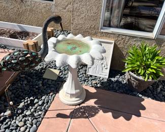 Bird Baths, Fun metal garden crane