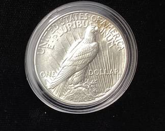 1922-D SILVER PEACE DOLLAR, UNGRADED, VGC
