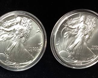 (2) 1991 & 1992 SILVER AMERICAN EAGLES, UNGRADED