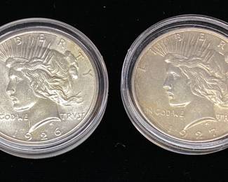(2) 1926-S & 1927-D SILVER PEACE DOLLARS