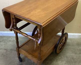 VTG. WALNUT DROP LEAF SERVICE TEA CART
