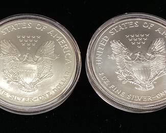 (2) 2001 & 2002 SILVER AMERICAN EAGLES