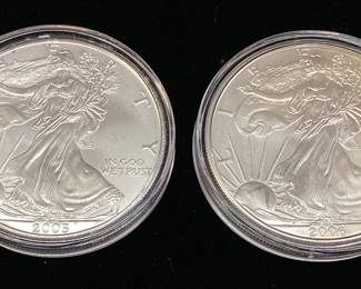 (2) 2005 & 2006 SILVER AMERICAN EAGLES