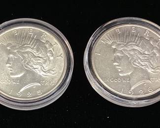 (2) 1925-P & 1926-P SILVER PEACE DOLLARS