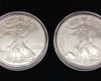 (2) 2003 & 2004 SILVER AMERICAN EAGLES
