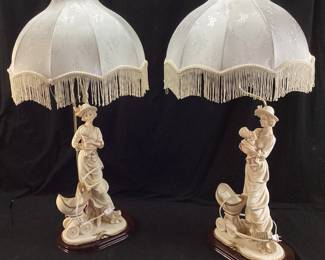 PAIR OF VTG. CERAMIC FIGURINES TABLE LAMPS