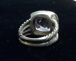 DAVID YURMAN 925 SILVER RING w AMETHYST CENTER STONE, SIZE 6 1/2