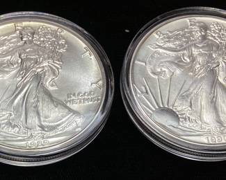 (2) 1oz 1989 & 1990 AMERICAN SILVER EAGLES