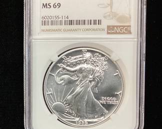 1989-P SILVER AMERICAN EAGLE GRADED MS69