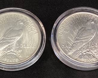 (2) 1923-P & 1924-P SILVER PEACE DOLLARS