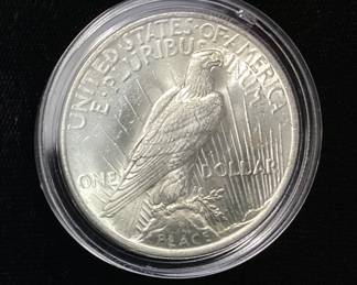 1922 1oz SILVER PEACE DOLLAR, UNGRADED, GC
