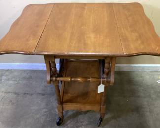 VTG. WALNUT DROP LEAF SERVICE TEA CART