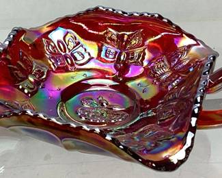FENTON IRIDESCENT CARNIVAL GLASS CANDY BOWL