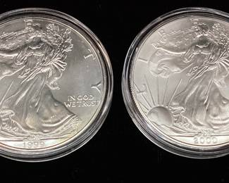 (2) 1999 & 2000 SILVER AMERICAN EAGLES